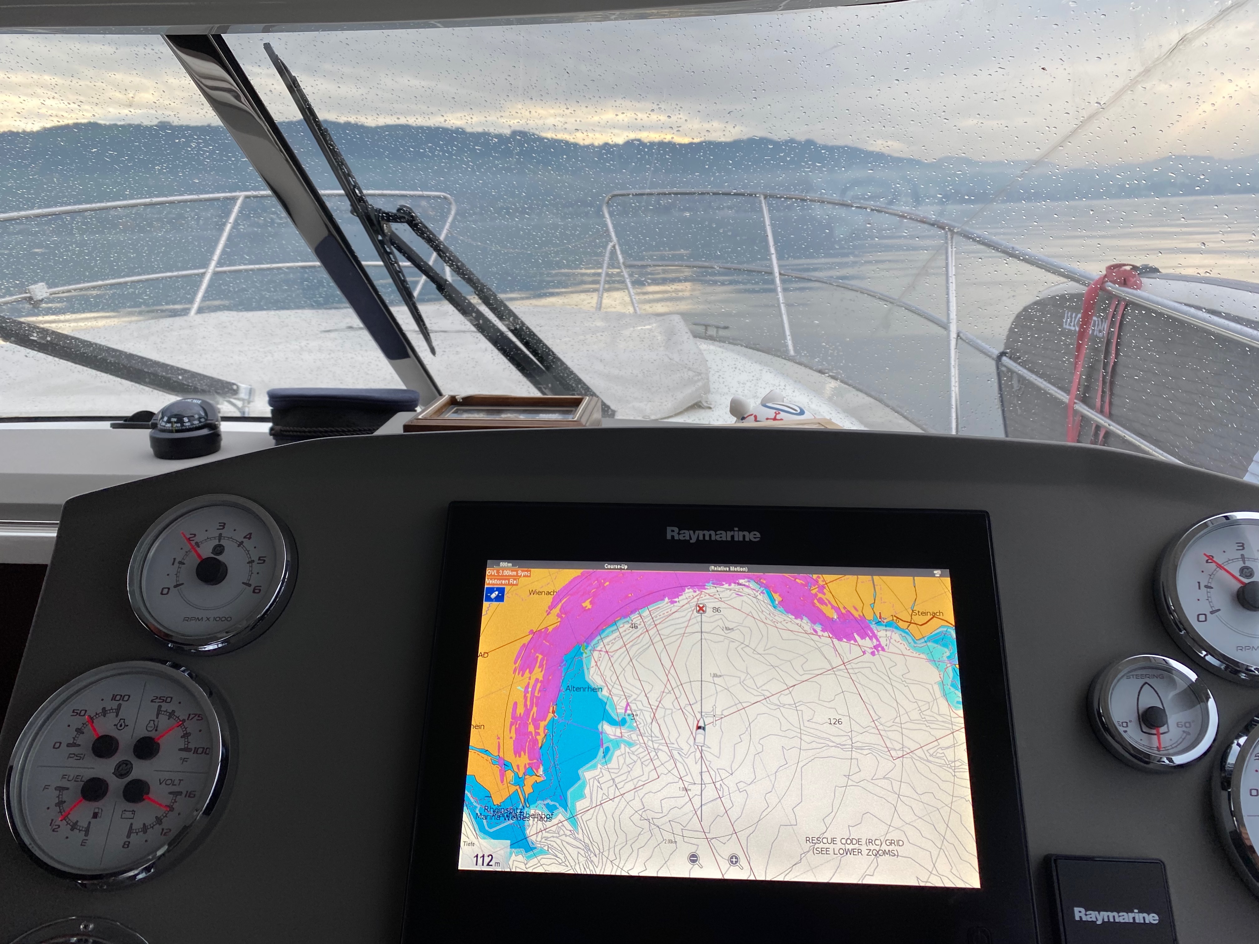 Radar course students at Raymarine display
